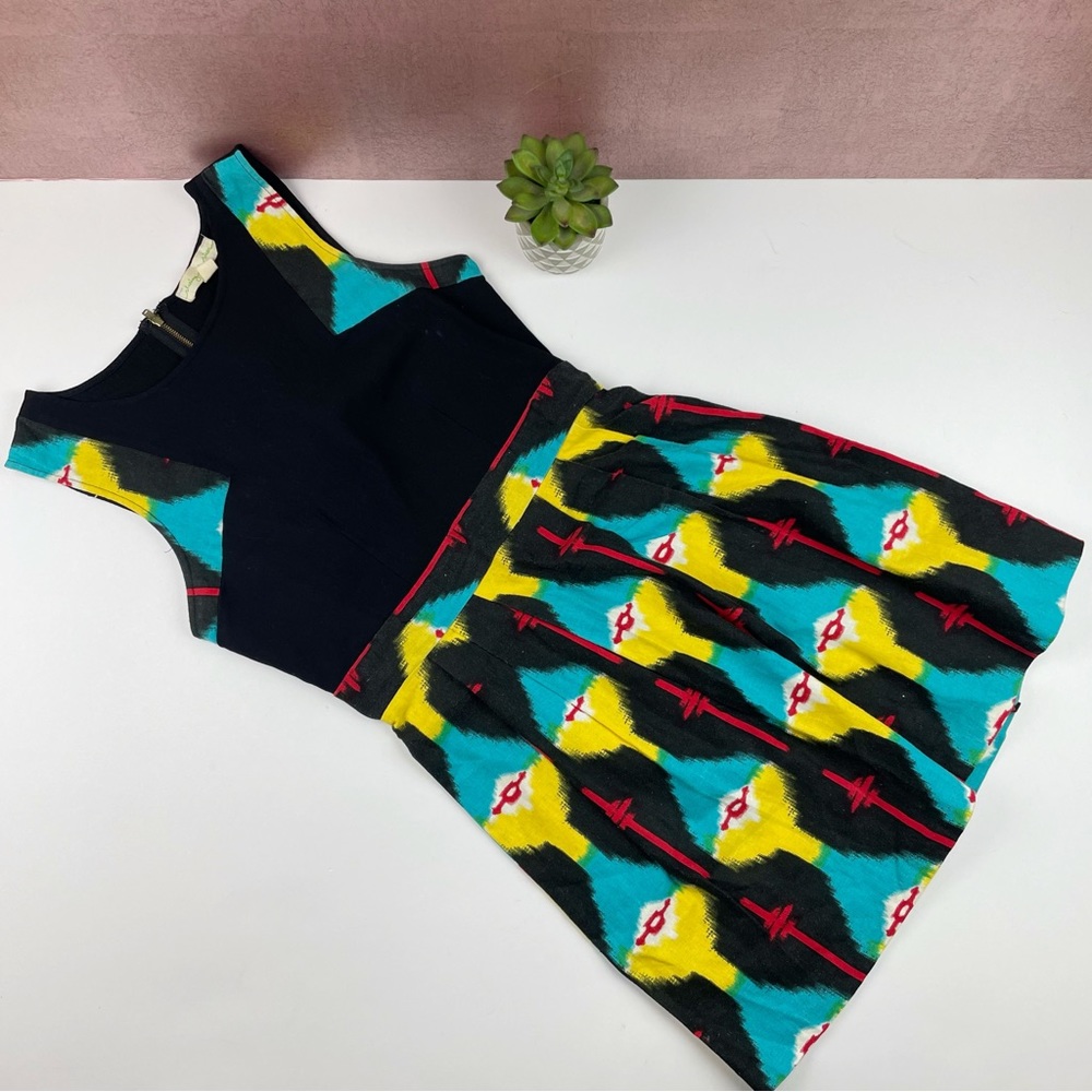 Staring At Stars Urban Outfitters Linen Blend Black Yellow Red Dress Women